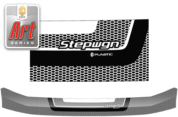 Дефлектор капота (Серия "Art" белая) Honda StepWagon 