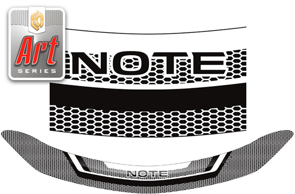 Дефлектор капота (Серия "Art" белая) Nissan Note 