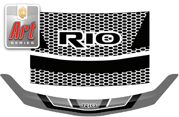 Дефлектор капота (Серия "Art" белая) Kia Rio седан