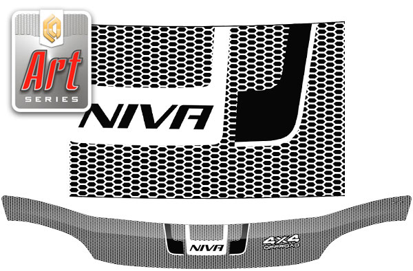 Дефлектор капота (Серия "Art" белая) Chevrolet Niva 