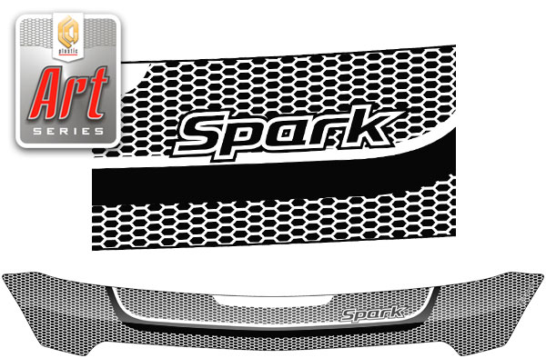 Дефлектор капота (Серия "Art" белая) Chevrolet Spark 