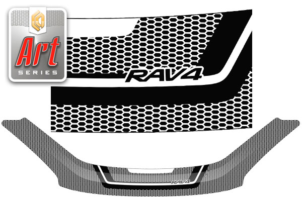 Дефлектор капота (Серия "Art" белая) Toyota Rav4 