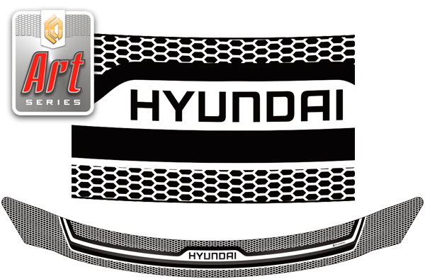 Дефлектор капота (Серия "Art" белая) Hyundai i30 универсал