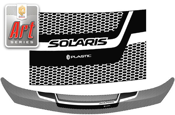 Дефлектор капота (Серия "Art" белая) Hyundai Solaris седан