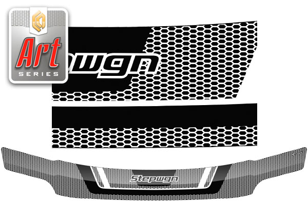 Дефлектор капота (Серия "Art" черная) Honda StepWagon 