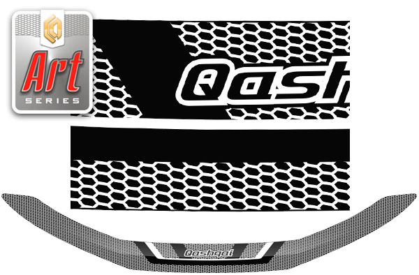 Дефлектор капота (Серия "Art" черная) Nissan Qashqai 