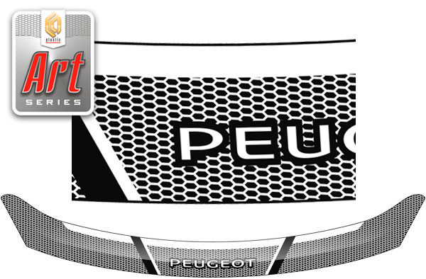 Дефлектор капота (Серия "Art" черная) Peugeot 408 седан