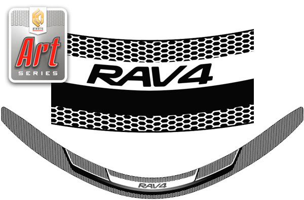 Дефлектор капота (Серия "Art" серебро) Toyota Rav4 IV поколение, джип/suv 5 дв., рестайлинг