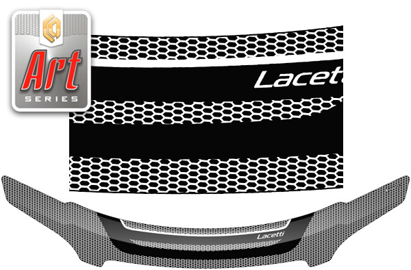 Дефлектор капота (Серия "Art" серебро) Chevrolet Lacetti универсал