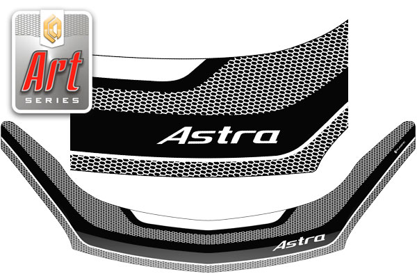 Дефлектор капота (Серия "Art" серебро) Opel Astra седан