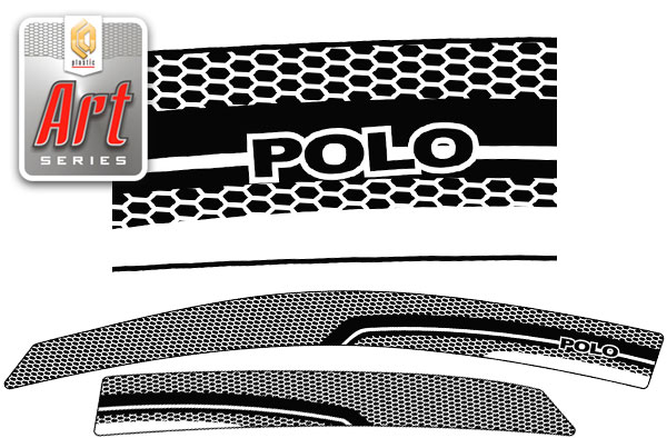 Ветровики дверей (Серия "Art" черная) Volkswagen Polo V поколение, V поколение рестайлинг, седан, рынок России