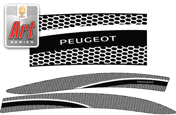 Ветровики дверей (Серия "Art" серебро) Peugeot 408 седан