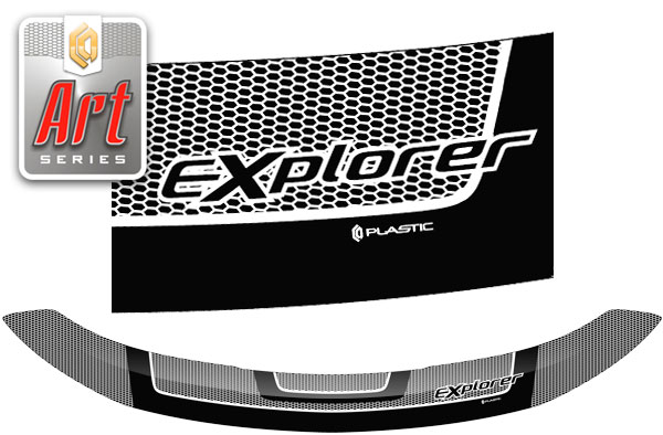 Дефлектор капота (exclusive) (Серия "Art" белая) Ford Explorer 