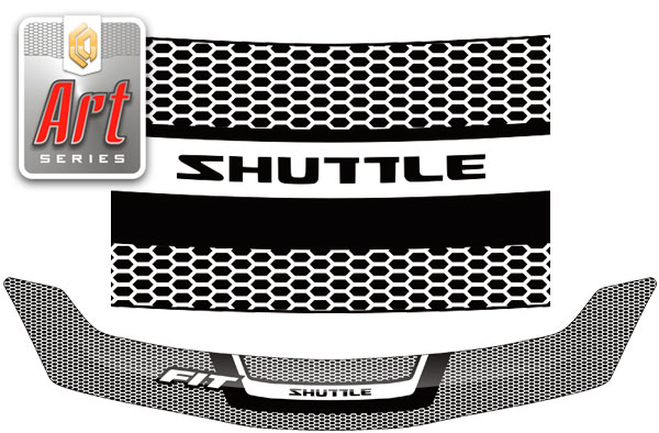 Дефлектор капота (Серия "Art" белая) Honda Fit Shuttle 