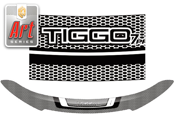 Дефлектор капота (Серия "Art" белая) Chery Tiggo 7 Pro 