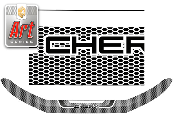 Дефлектор капота (Серия "Art" белая) Chery Tiggo 8 Pro 