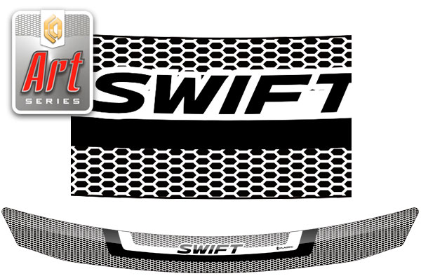 Дефлектор капота (Серия "Art" белая) Suzuki Swift 