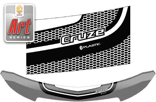 Дефлектор капота (Серия "Art" белая) Chevrolet Cruze седан