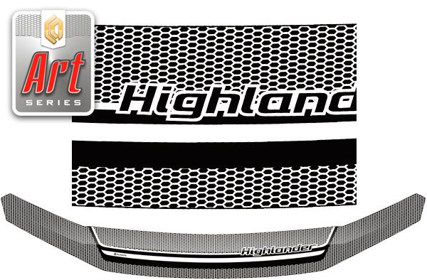 Дефлектор капота (Серия "Art" белая) Toyota Highlander 