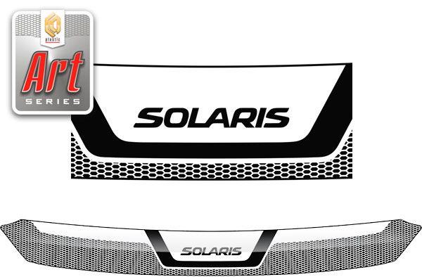 Дефлектор капота (Серия "Art" белая) Hyundai Solaris седан