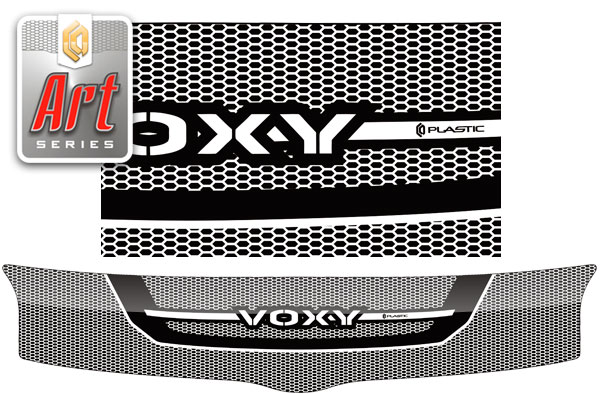Дефлектор капота (Серия "Art" белая) Toyota Voxy 