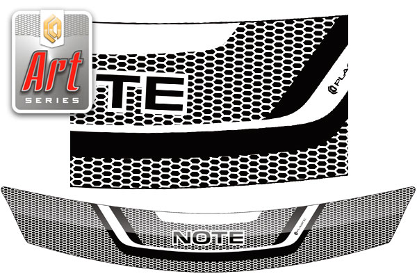 Дефлектор капота (Серия "Art" белая) Nissan Note 