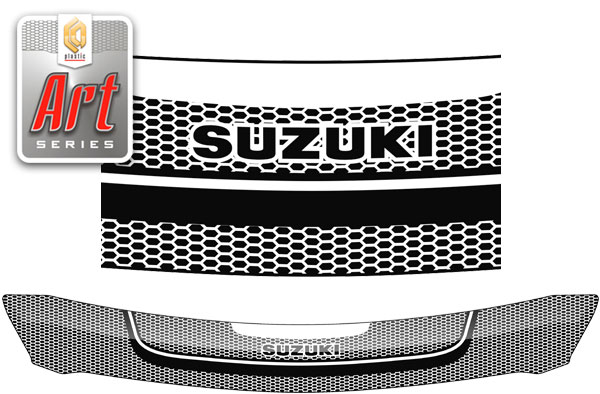Дефлектор капота (Серия "Art" белая) Suzuki Swift хетчбек