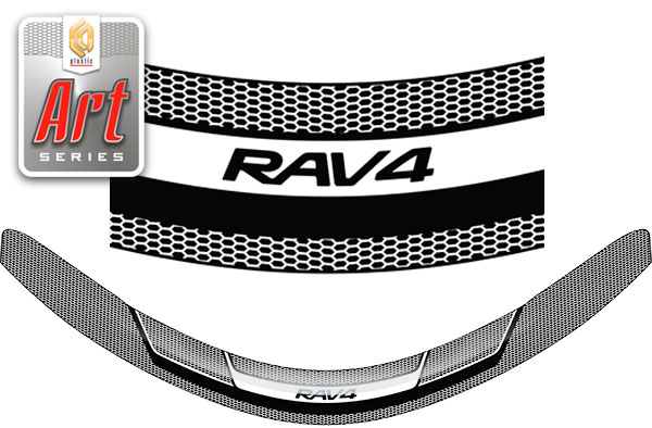 Дефлектор капота (Серия "Art" белая) Toyota Rav4 