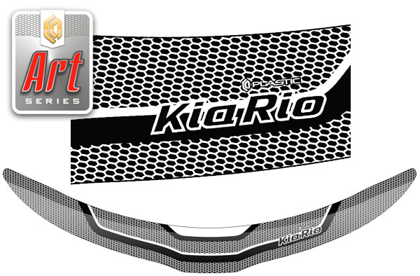Дефлектор капота (Серия "Art" черная) Kia Rio седан
