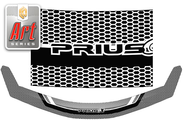 Дефлектор капота (Серия "Art" черная) Toyota Prius a 