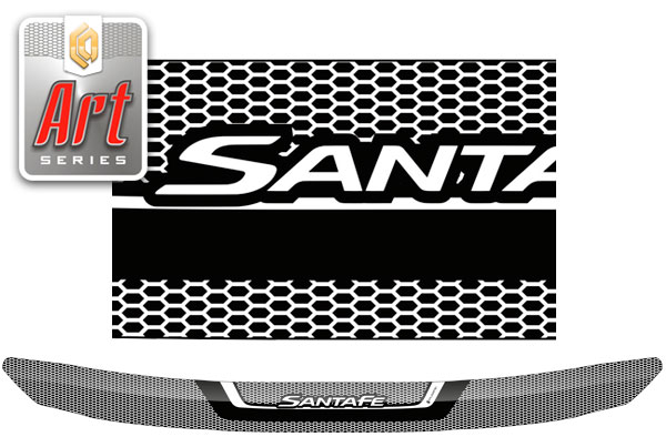 Дефлектор капота (Серия "Art" черная) Hyundai Santa Fe 