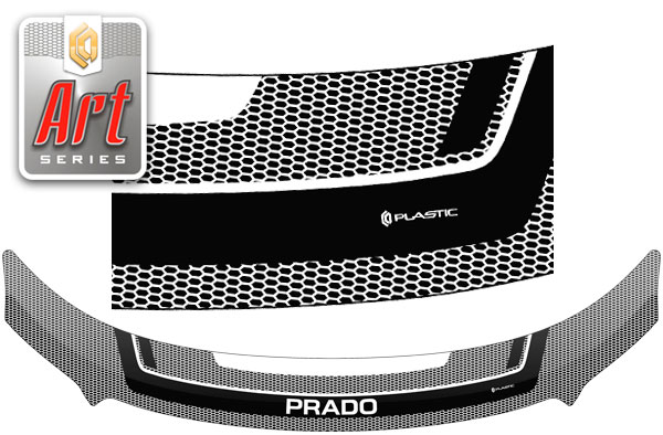 Дефлектор капота (Серия "Art" черная) Toyota Land Cruiser Prado 