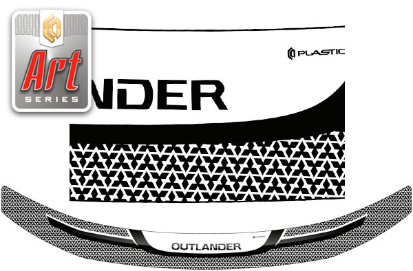 Дефлектор капота (Серия "Art" графит) Mitsubishi Outlander III поколение, III поколение рестайлинг 1, 2, 3, джип/suv 5 дв.  