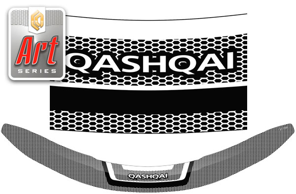 Дефлектор капота (Серия "Art" серебро) Nissan Qashqai 