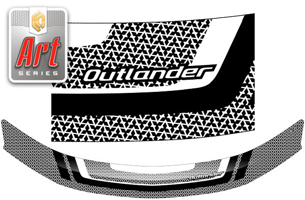 Дефлектор капота (Серия "Art" серебро) Mitsubishi Outlander XL