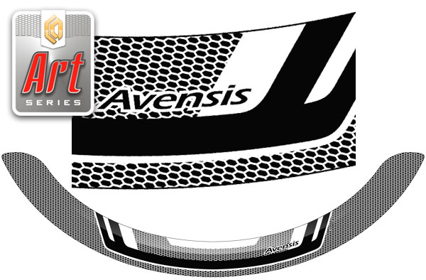 Дефлектор капота (Серия "Art" серебро) Toyota Avensis 