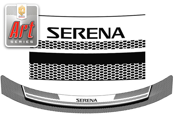 Дефлектор капота (Серия "Art" серебро) Nissan Serena 