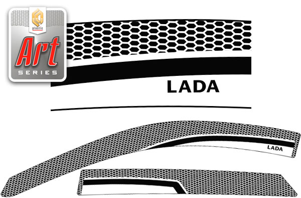Ветровики дверей (Серия "Art" белая) ВАЗ Lada Granta седан