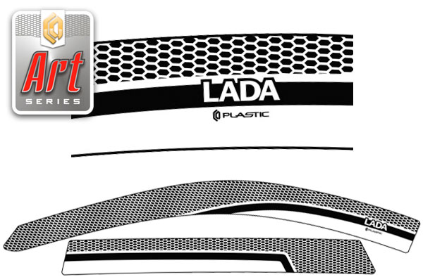 Ветровики дверей (Серия "Art" черная) ВАЗ Lada Granta универсал