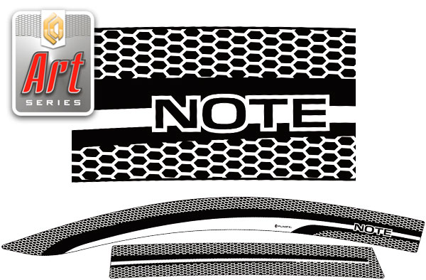Ветровики дверей (Серия "Art" черная) Nissan Note 