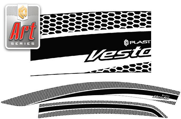 Ветровики дверей (Серия "Art" серебро) ВАЗ Lada Vesta, Vesta Sport седан