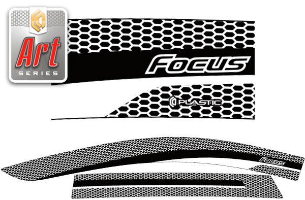 Ветровики дверей (Серия "Art" серебро) Ford Focus 2 универсал