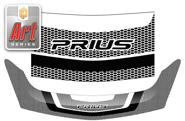 Дефлектор капота (exclusive) (Серия "Art" белая) Toyota Prius Правый руль