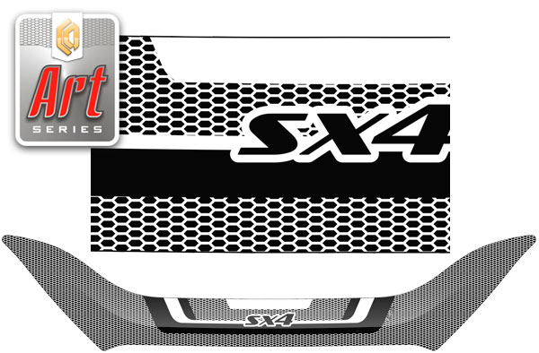 Дефлектор капота (exclusive) (Серия "Art" белая) Suzuki SX4 