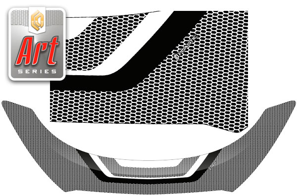 Дефлектор капота (exclusive) (Серия "Art" белая) Hyundai ix35 I поколение, I поколение рестайлинг, джип/suv 5 дв., рынок России, рынок Европы